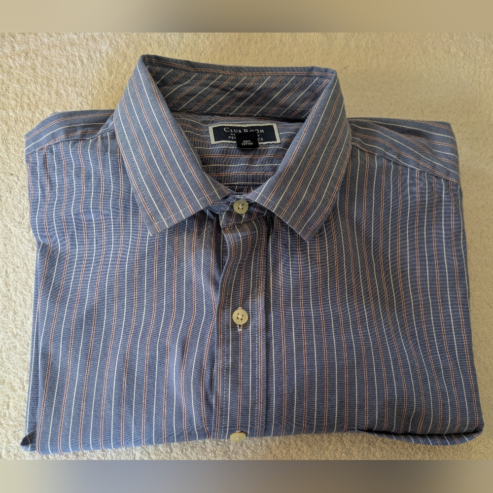 Club Room Regular Fit Long Sleeve Stripe Men's Shirt Front Pocket